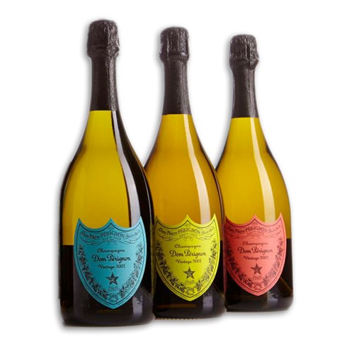 Buy Dom Perignon Andy Warhol 2002 Limited Edition Set &#40;1 x Blue 1 x Red 1 x Yellow&#41; Online